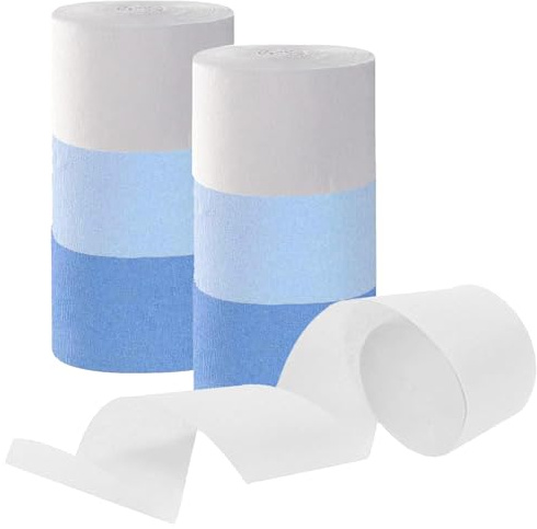 Tim&Lin Dusty Blue and Light Blue and White Crepe Paper Streamers, Party Streamer Decorations for Various Party Festival Decorations, 6 Rolls
