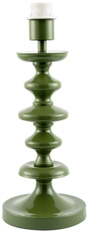 Happy Homewares Modern Olive Green Gloss Table Lamp Base with Chic Round Step Design | 37cm x 15cm | with Clear Cable and Inline Switch
