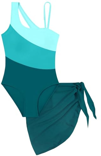 Traje de Baño Una Pieza para Niñas con Diseño Asimétrico y Detalles Malla Elegante BañAdor NiñA 2 AñOs 9 12 Camiseta Neopreno
