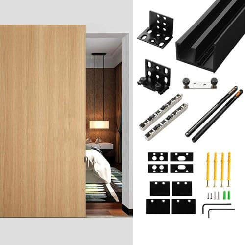 Porta a chiusura morbida e invisibile, porta scorrevole per camera da letto/bagno/lavanderia, sistema di porte galleggianti in lega di alluminio tagliabile,1.2m/3.9ft