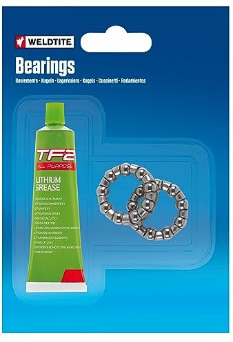 WELDTITE Bearings - 2 x 1/4 ATB/BMX B/B Ball Race Cages With All Purpose Lithium Grease for Bikes