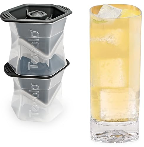 Tovolo Large Square Ice Cube Mold Colossal 2 Inch Cubes Pack of 2, Huge Ice Cube Mold Block for Whiskey Cocktails Bourbon, Silicone BPA Free Dishwasher Safe Giant XL Ice Cube Molds