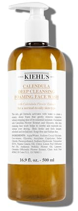 KIEHL'S Calendula Foaming Wash, 500 ml, mildes Gesichtswaschgel mit Ringelblumen-Extrakt für empfindliche und unreine Haut, ohne Parabene