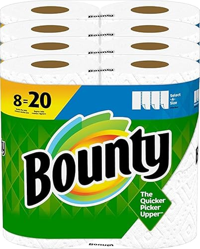 Bounty Select-A-Size Paper Towels, White, 8 Double Plus Rolls = 20 Regular Rolls (Packaging May Vary)