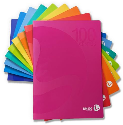BM BeMore - Centus, 0101031 - Quaderno Formato A4 - Rigatura C, Righe con Margini - Carta 100g/mq - 9 Colori Assortiti - Confezione composta da 12 pezzi