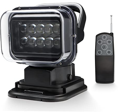 MARCHFA Lampe de travail/projecteur LED –Commande radio –Avec socle magnétique Puce CREE Résiste aux intempéries Pivote à 360 ° Pour voiture hors-piste chasse bateau jardin 50W 12 Vcc
