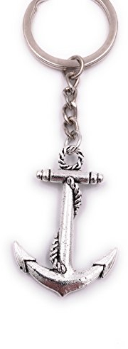 H-Customs ancre avec corde porte-clés pendentif en métal argenté