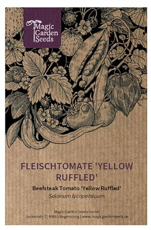 Ihålig, räfflad gul biffstektomat 'Yellow Ruffled' (Solanum lycopersicum) 10 frön