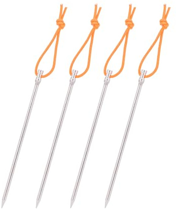 iBasingo Piquets de Tente en Titane 4/8/12pcs Piquets de Tente Ultralégers Clous de Tente Résistants Piquets de Tente Accessoires de Tente de Camping en Plein Air pour Herbe Sol Dur avec Corde 168 mm