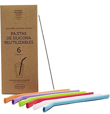 Irisana S4400235 Cannucce riutilizzabili, multicolore, silicone, 21,5 cm, 6 pz