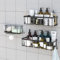 Cinimy Shower Caddy, 3 Pack Bathroom Storage Organiser w/Soap Dish with Hooks, Stainless Steel No Drilling Wall Mounted for Bathroom Kitchen Toilet (Black)