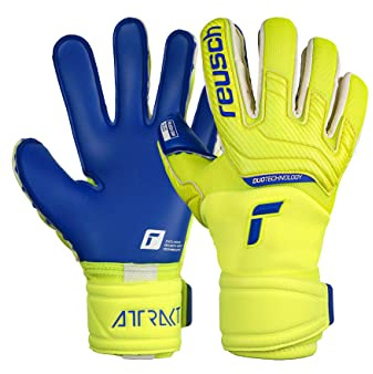 Reusch Attrakt Duo Guanti da portiere unisex con cucitura interna e rivestimento Grip Duo, adatti per tutte le superfici di gioco,