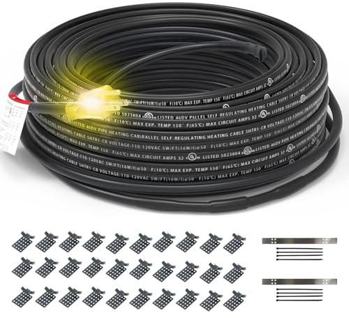 HEATIT PLSR1 50-feet 120V Industrial and commercial grade Self Regulating Heating Cable long term use design, heavy duty, Wet or Dry, Cold lead 10ft, 12YR Warranty
