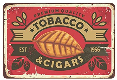Oudrspo Cigarros y tabaco Cartel de chapa Placa de metal Arte Colgante Pintura de hierro Retro Hogar Cocina Jardín Garaje Decoración de pared 8 x 12