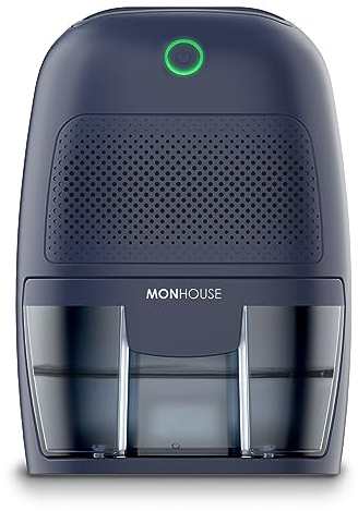 MONHOUSE Dehumidifier 600ml Portable, Compact & Quiet Moisture Absorber - Mini Air Dehumidifier for Home, Bedroom Damp, Car, Office, Garage, Caravan & Basement - Electric Mould Remover - Navy