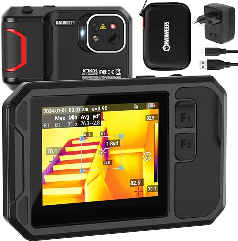 Camera Thermique, 256 x 192 Pixels, Taux de Rafraîchissement de 25 Hz, Prend en Charge L'alarme de Température et Quatre Modes d'image, Imageur Thermique de -20℃ à + 550℃ avec Écran Tactile de 3,5.