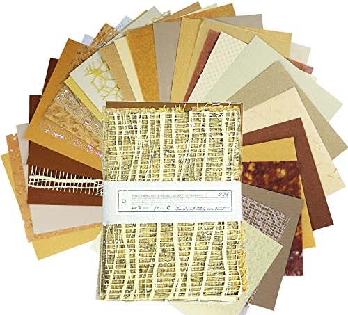 TOWEBOORY 30 Pezzi Carte per Scrapbooking, Carta Vintage Scrapbooking A5 Scrapbook di Carta Carta Decorativa Vintage e Adesivi Washi per Album, Lettere, Cartoline, Regali e Diari (Oro)