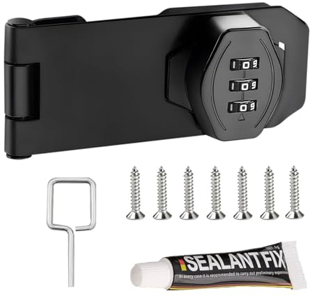 Cerrojo de Seguridad con Cerradura, Cerradura de Gabinete Candado con Cerradura de Combinación de 3 Dígitos, Pestillo de Puerta con Cerradura de Combinación para Puertas Pequeñas, Armarios, Ventanas