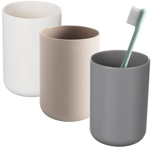 Gentpovth 3 Stück 300ML Zahnputzbecher, Toothbrush Holder für Zahnbürste und Zahnpasta, einfacher Stil, gefrosteter Oberfläche, Zahnbürstenhalter mit aus hochwertigem Kunststoff,Accessoire Organizer