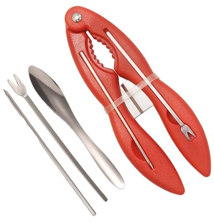 Lot de 4 outils de cueillette de fruits de mer en acier inoxydable – Pince à crabe, pince de homard, outils ergonomiques antidérapants pour fruits de mer, casse-noix pour pattes de crabe, cuisine,