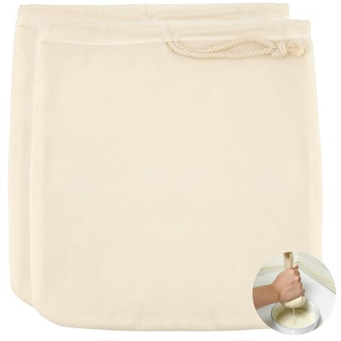 Sac à Lait De Noix,Sac à Lait Végétal Réutilisable Sac,2PCS 12×12inch Tissu Filtrant à Mailles Fines,Filtres En Tissu Avec Cordon,Pour épices Bonbons,Sachets Filtre,Mariage Et Artisanat,2 Torchons