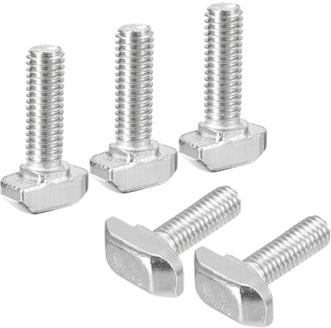QUARKZMAN 20 Stück Hammerkopfschrauben T-Nut Schrauben, M6 x 20mm Hammerkopf Schraube T-Schraube Drop-in Stud für 3030 Serie T-Nut Aluminium Profil, 304 Edelstahl, Silber