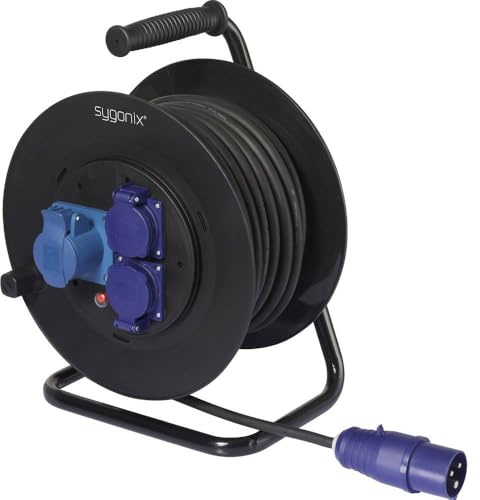 sygonix SY-6618488 Kabeltrommel 30 m schwarz CEE-Stecker 16 A 3polig