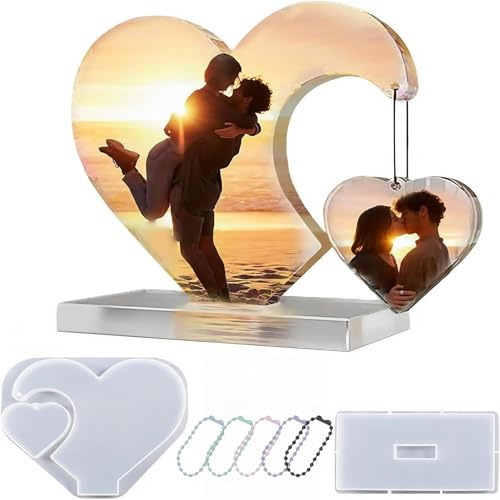Grande Stampo In Silicone Stampi per Resina Epossidica Cuore 6.96 In A Forma di Cuore 3d Per Cornice con Base Stampo, Per Cornice di Carta Fai da Te, Decorazione Regalo Fatto a Mano
