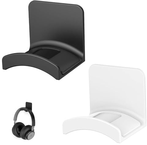 2 Pack Headphone Holder Hook - Stick-On Mount for Gaming Headsets & Controllers, Universal Headset Hanger Under Desk or Wall, 3M Adhesive Pad, Strong & Durable Design