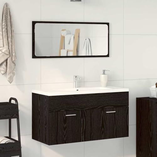 KTHLBRH Juego de Muebles de Baño de Madera Aglomerada con Espejo Plano, Diseño Minimalista Montado en Pared para Espacios Pequeños, Estilo Moderno y Funcional para Apartamentos