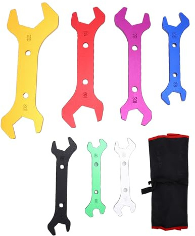 Aramox AN Fitting Wrench Set, 7PCS Dubbelsidigt Slangnyckelverktyg i Aluminiumlegering AN3 Till AN20 Nycklar med Förvaringsväska Färgkodad för Identifiering