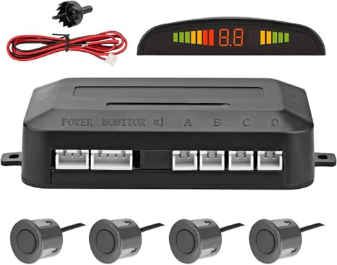 Parkeringssensor för bil: Visual Backup Radar för bil med 4 parkeringssensorer, hjälp i garage med LCD-skärm från distanc