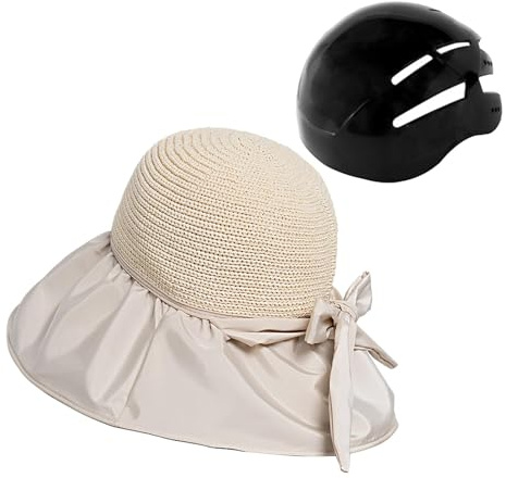 MotiveTech Cappello da Bicicletta, Cappello a Secchiello da Surf, Casco da Equitazione, Modello Regolabile, Casco da Bicicletta per Spostamenti All'aperto, C, Beige