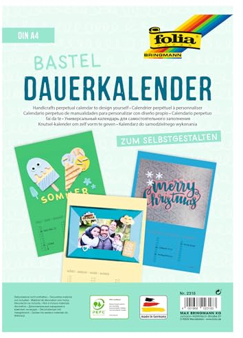 folia 2318 - Dauerkalender mit Spiralbindung, Bastelkalender, DIN A4, farbig sortiert - zum Selbstgestalten