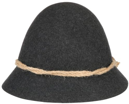 Hutshopping Schinderhannes Trachtenhut Damen Herren Kinder Wanderhut aus Wollfilz Schützenhut mit Kordelgarnitur Filzhut Herbst Winter Oktoberfest anthrazit 60 cm