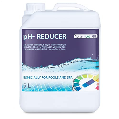 NortemBio Pool pH- Minus 5 L – Réducteur de pH Liquide, Diminue Le pH de Piscines et Spa, Régulateur et Équilibreur de pH, Améliore la Qualité de l’Eau de manière 100% Naturelle