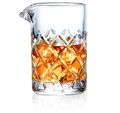 KITESSENSU Bar Mixing Glass, Seamless Pitcher for Stirred Cocktails with Weighted Bottom, Old Fashioned Bartender Accessory and Tool - 18oz 530ml