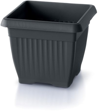 IMJ-Global Vaso Fioriera per piante Fiori TERRA DKWT24 H20 da interno esterno Quadrato Nero 7 Litri 24x24x20 cm design Classico in plastica da balcone Grigio Antracite
