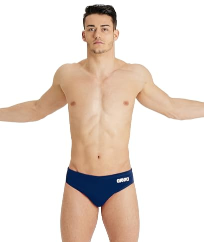 ARENA Men’s Water Polo Swim Brief Training and Game Bathing Swimsuit Water Sports Pool Accessories for Players, Navy/White, US Size 26