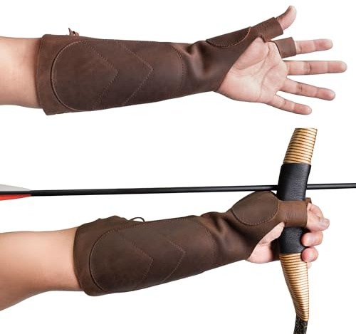 Leather Archery Arm Guard for Men, Women & Youth, Protective Bracer, Full Grain Leather Forearm Protection, Wrist Arm Bracer for Archers, Durable Bow Archery Sleeve Arm Guards (Bourbon Brown)