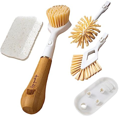 Spazzole per la pulizia della cucina - Scrub per lavaggio da cucina a tre teste, rotazione di 360 gradi Gadget per la pulizia della cucina per pentole, padelle, angoli, bottiglie, piattini Novent