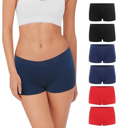 Lakpoau Boxer Femme Shorty Femmes Panty sans Couture Culottes Shorts Caleçon Shorty Seamless Culotte Femme Caleçons Pantys Femmes Hotpants Lot de 6 UN3 S/M