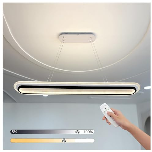YNDD LED Pendelleuchte Dimmbar mit Fernbedienung,Hängelampe Esstisch Modern Hängeleuchte Schwarz Esstischlampe Hängend HöHenverstellbar Esszimmer Pendellampe Kronleuchter für Wohnzimmer Kücheninsel