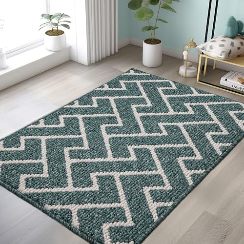 Biscpro Teppich Läufer,80x120cm Teppich läufer Waschbar rutschfest Pflegeleicht Teppichläufer für Wohnzimmer,Flur,Küche,Büro,Schlafzimmer-Lake Blue