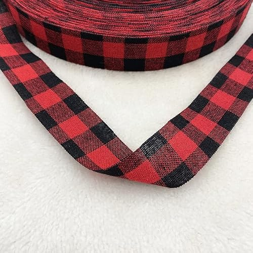 Sömnadsband, band, sömnadsband, satinband, 5 yards 25 mm plädat bomullsband Bröllop Juldekoration DIY sömnadstyg Handgjort rosettband Blomma presentförpackning (färg: 52) (Size : 63)