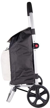 Cofan Carro de la compra plegable con 2 ruedas | Material: aluminio | Bolsa de 43 litros | Bolsillo para congelados | | Negro y beige/Negro y granate (Negro y Beige, 43 Litros)