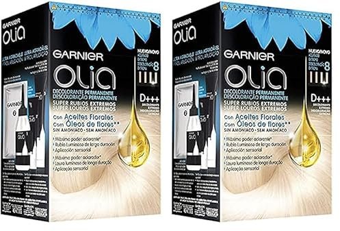 Garnier Olia, Decolorante Permanente sin Amoniaco con Aceites Florales de Origen Natural, Decolorante D+++, Aclarado 8 Tonos, El embalaje puede variar