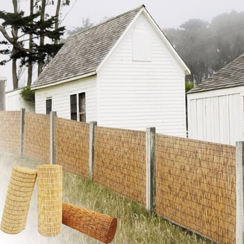 30cm-180cm Valla De Caña Enrollada Natural Resistente Al Viento Pantalla De Privacidad de Jardin Rollos De Cercas Decorativas para Piscina Balcón(Marrón)