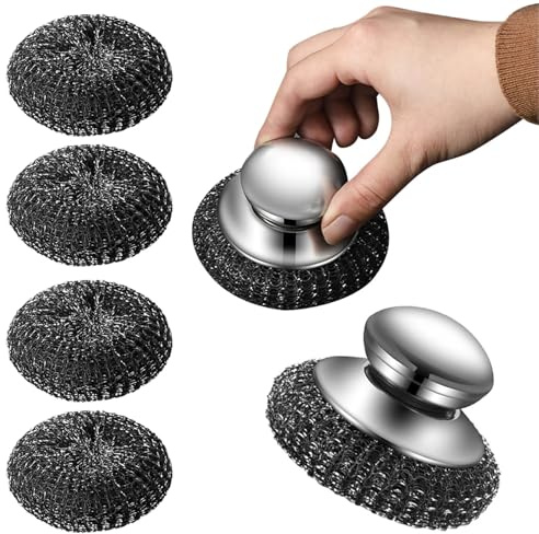 Stainless Steel Scourer 30pcs Steel Wool Scrubber Set Detachable Stainless Steel Scrubber Stainless Steel Scourer for Cleaning Kitchen Pots Pans Grills Sink