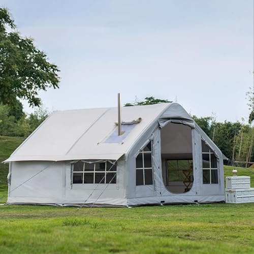 Tenda da campeggio gonfiabile, 6-8 persone, impermeabile, antivento, 4 stagioni, installazione rapida con pompa e cric per avventure all'aria aperta